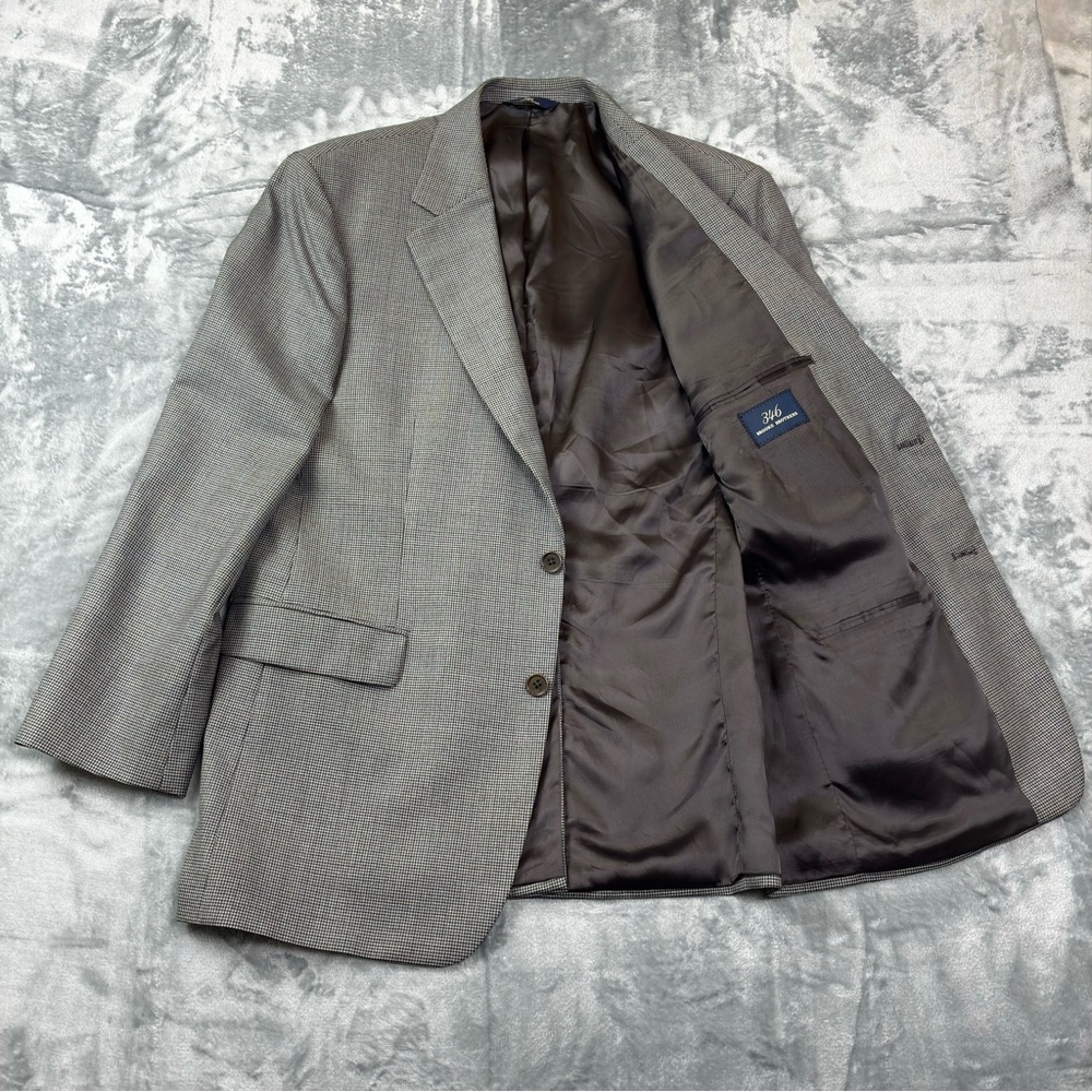 VINTAGE Brooks Brothers 346 Gray Houndstooth 100% Wool Blazer Size 42R 2-Buttons